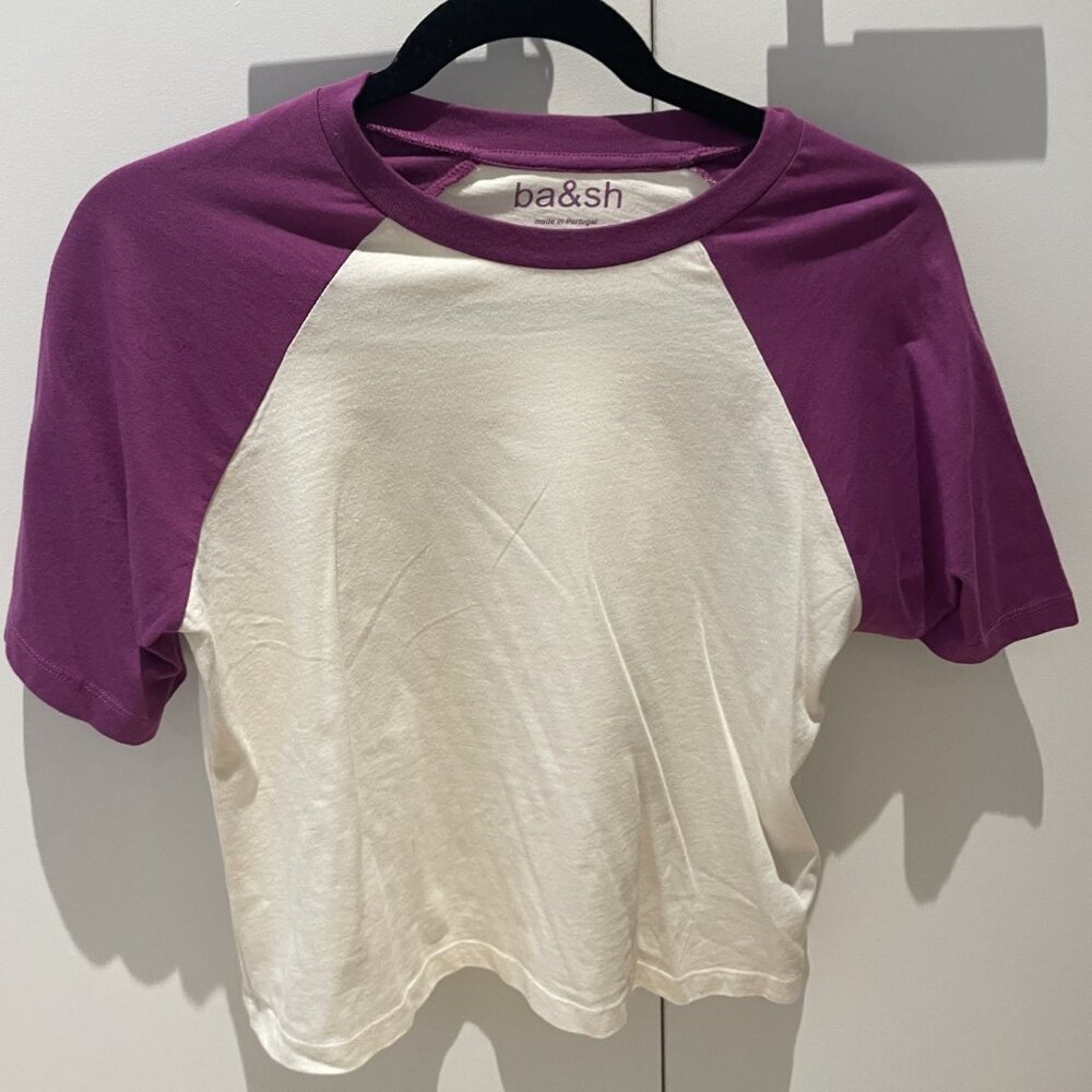 T-shirt, size xs, white and purple, Ba&sh